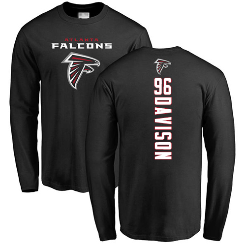Atlanta Falcons Men Black Tyeler Davison Backer NFL Football #96 Long Sleeve T Shirt